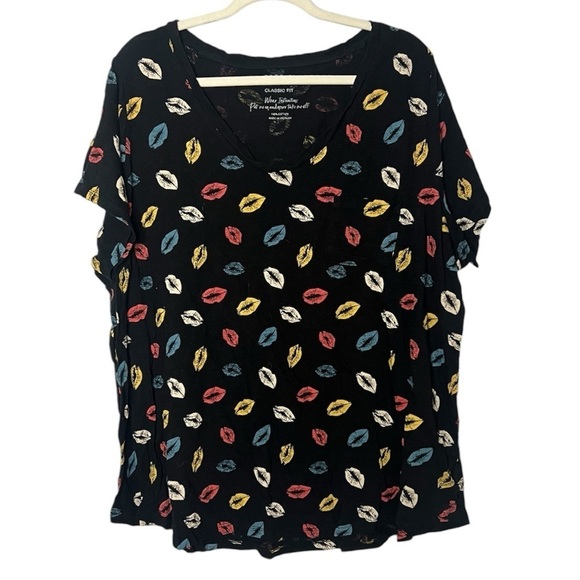 Torrid Classic Fit Stretch Tee Kisses Print V-Neck with Cap Sleeves 4X - Picture 3 of 7